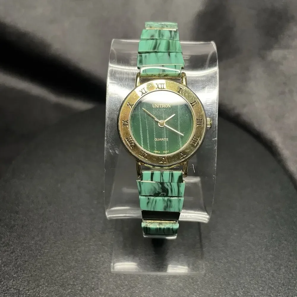 Unitron Quartz Women's Watch Malachite Style Band Green Striped Dial
